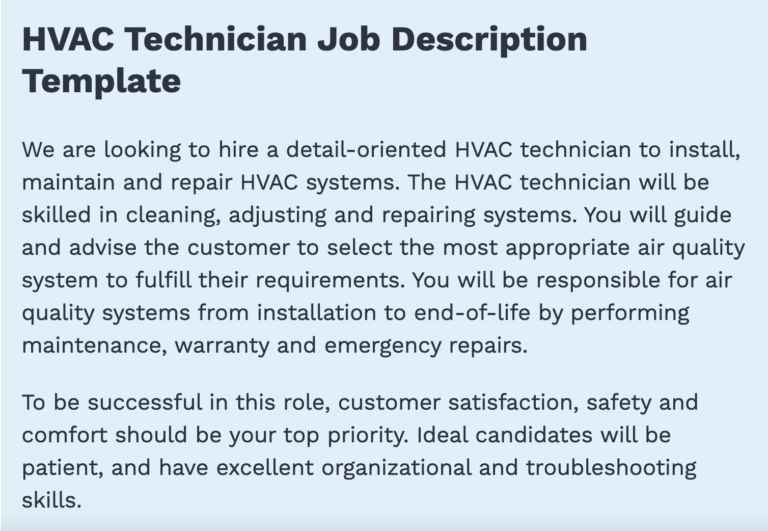 HVAC Technician Job Description 2023 Updated Requirements & Skills