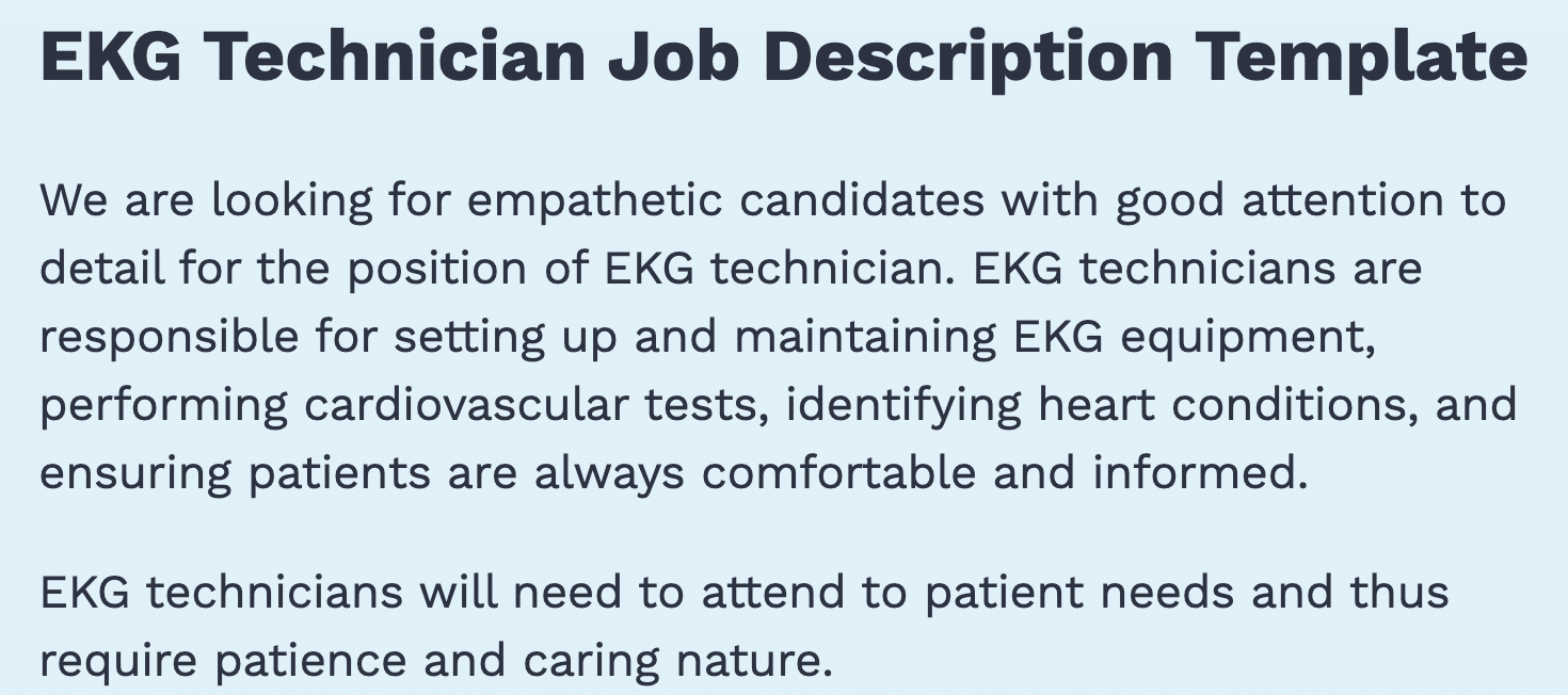 EKG Technician Job Description [Updated 2023]